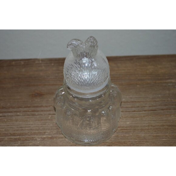 Vintage Textured Glass Clear Mom Bunny Rabbit Shaped Candy Lidded Jar Canister - Picture 10 of 11